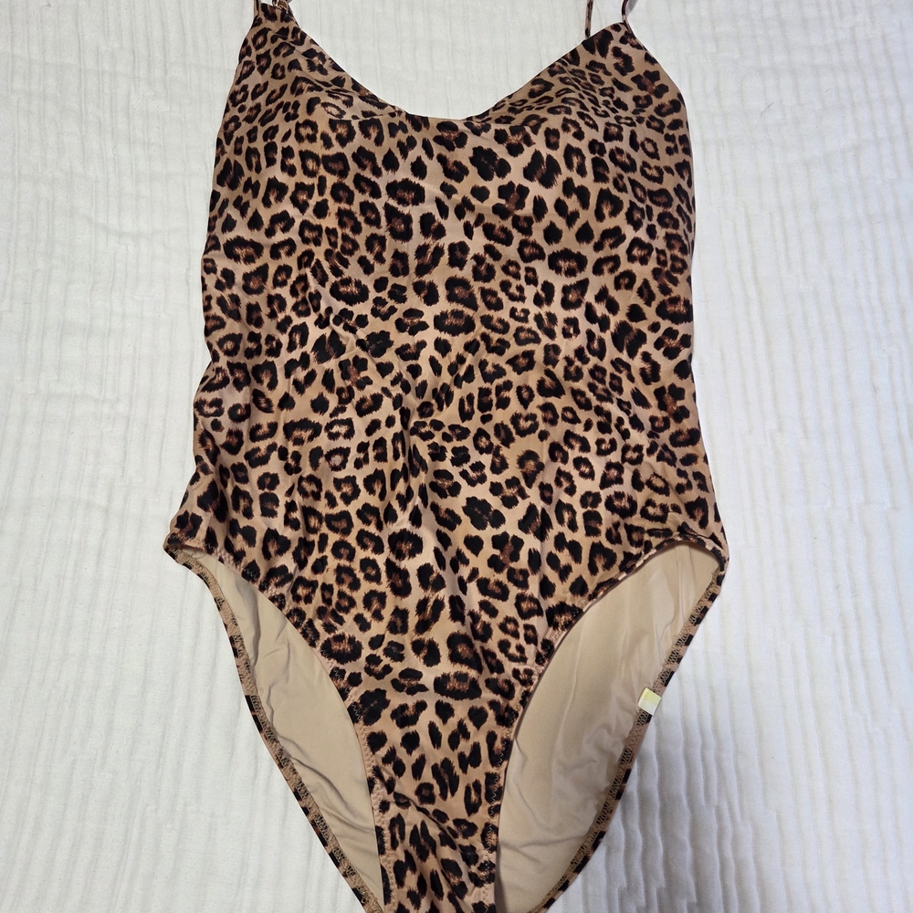summersalt Leopard Print One-Piece Swimsuit in Brown and Black